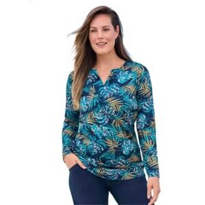 NWT Swimsuits For All Swim 365 Long Sleeve Tee Women's 16 UPF 50 Printed Beach